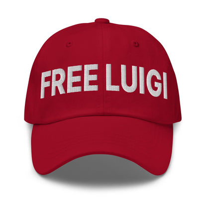Free Luigi Mangione Embroidered Dad Hat - Cranberry - Headwear
