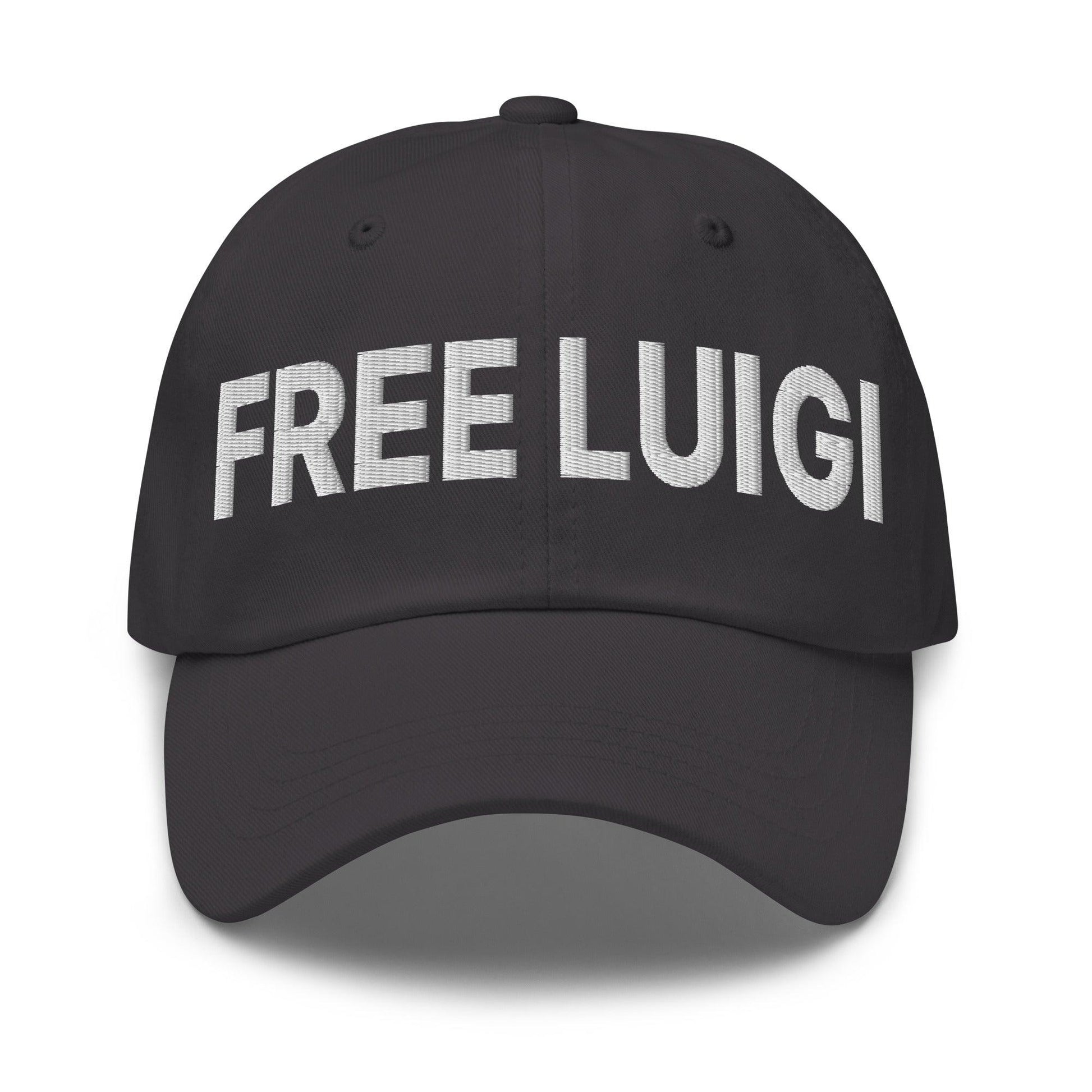 Free Luigi Mangione Embroidered Dad Hat - Dark Grey - Headwear