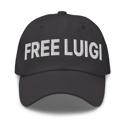 Free Luigi Mangione Embroidered Dad Hat - Dark Grey - Headwear