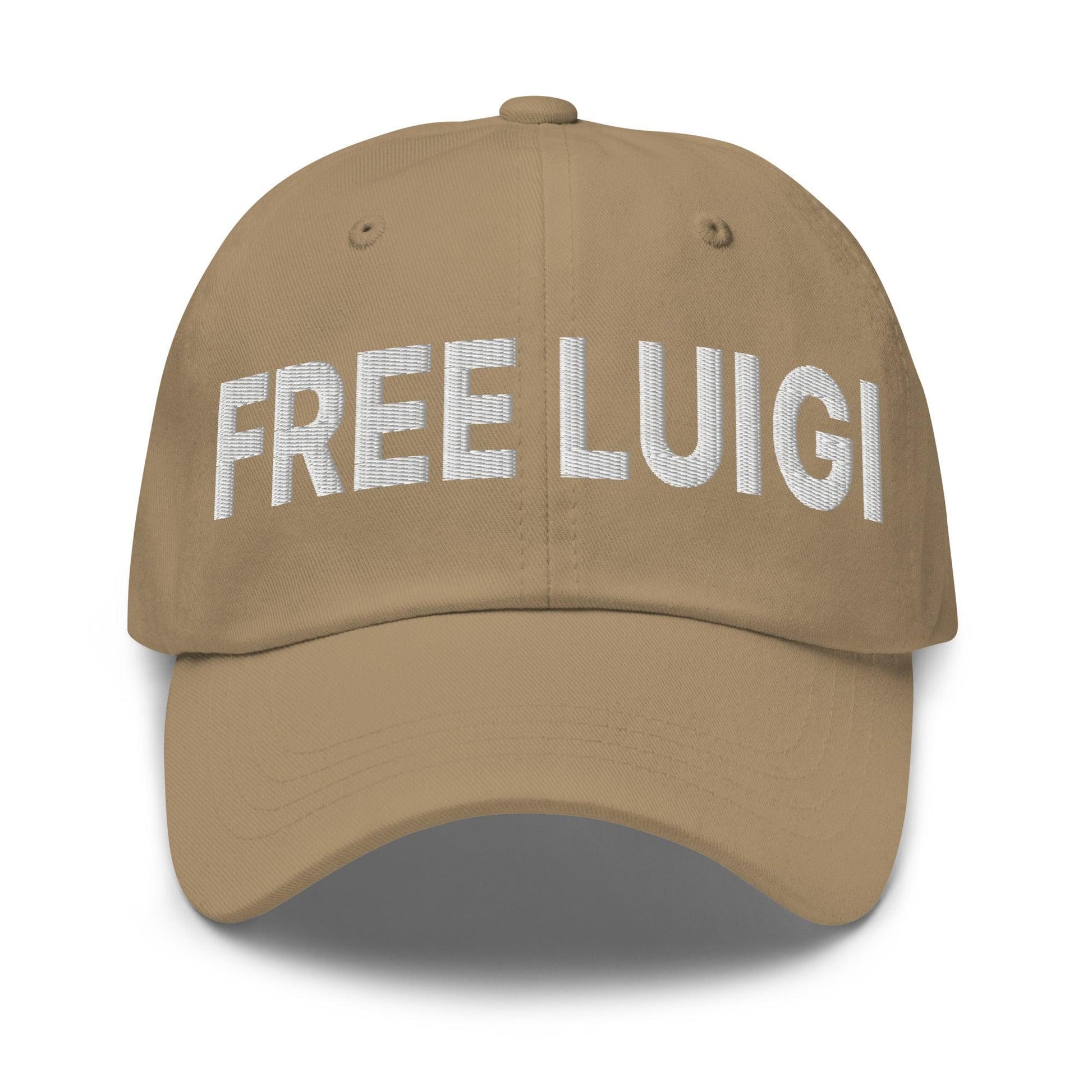 Free Luigi Mangione Embroidered Dad Hat - Khaki - Headwear