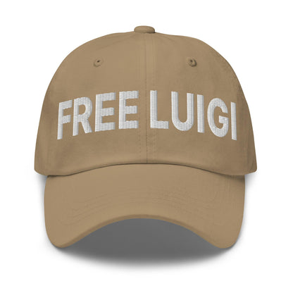 Free Luigi Mangione Embroidered Dad Hat - Khaki - Headwear