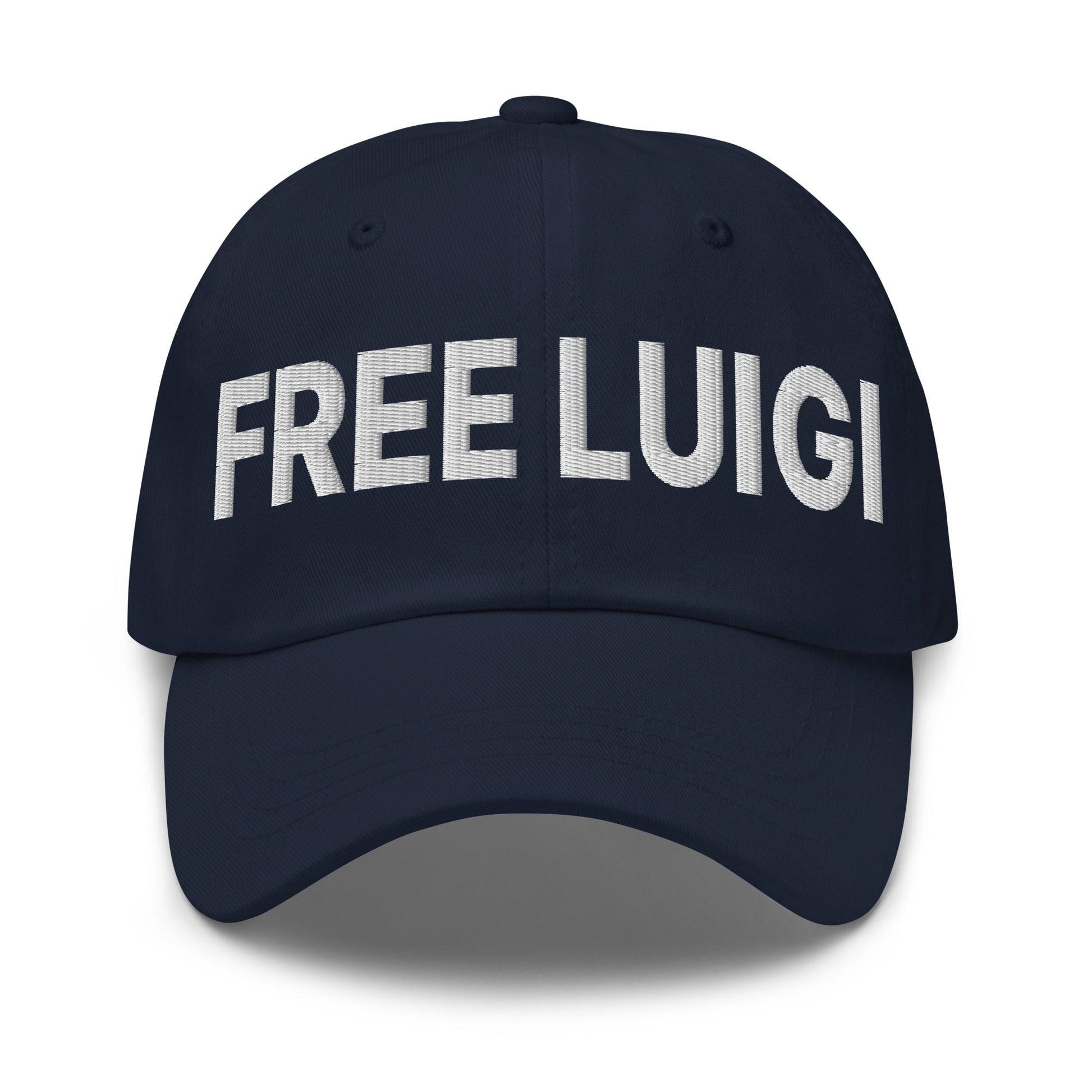 Free Luigi Mangione Embroidered Dad Hat - Navy - Headwear