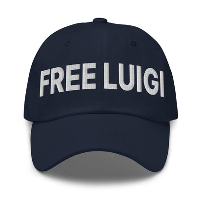 Free Luigi Mangione Embroidered Dad Hat - Navy - Headwear