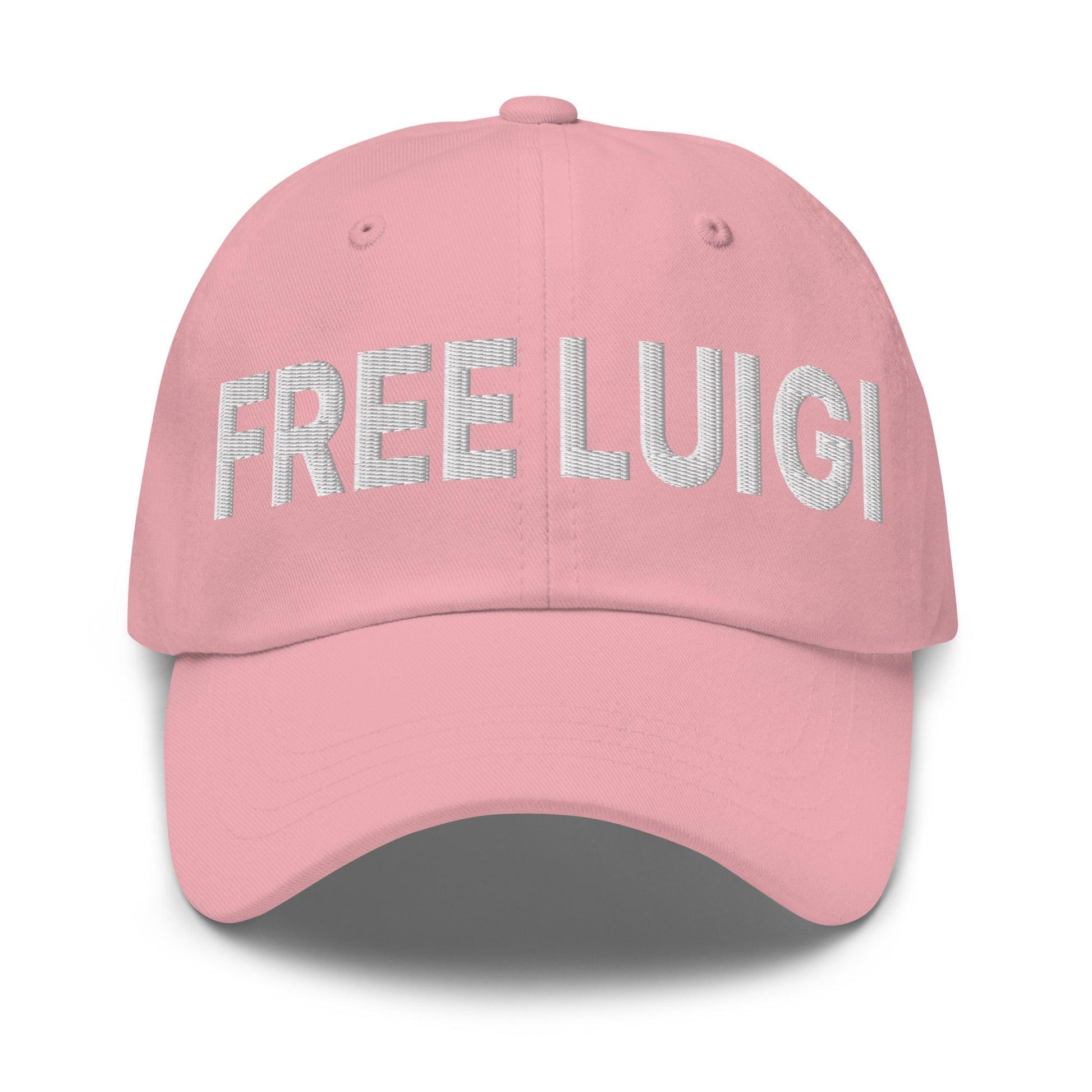 Free Luigi Mangione Embroidered Dad Hat - Pink - Headwear