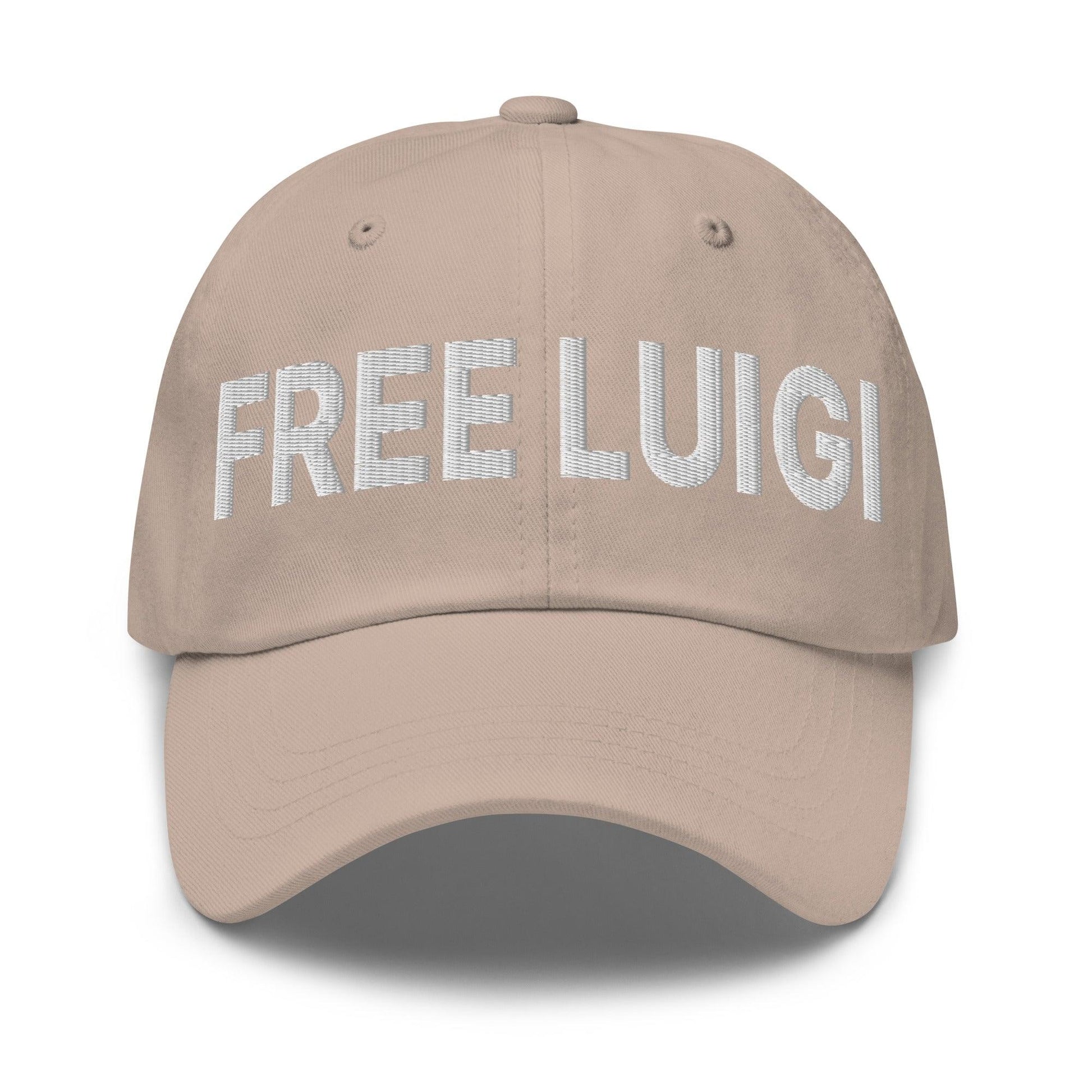 Free Luigi Mangione Embroidered Dad Hat - Stone - Headwear