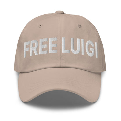 Free Luigi Mangione Embroidered Dad Hat - Stone - Headwear