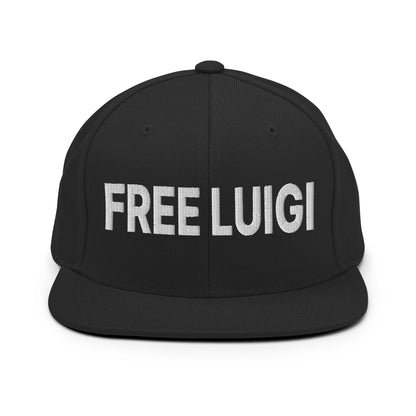 Free Luigi Mangione Embroidered Flat Bill Brim Snapback Hat - Black - Headwear