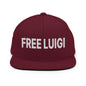 Free Luigi Mangione Embroidered Flat Bill Brim Snapback Hat - Maroon - Headwear