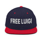 Free Luigi Mangione Embroidered Flat Bill Brim Snapback Hat - Navy/ Red - Headwear