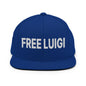Free Luigi Mangione Embroidered Flat Bill Brim Snapback Hat - Royal Blue - Headwear
