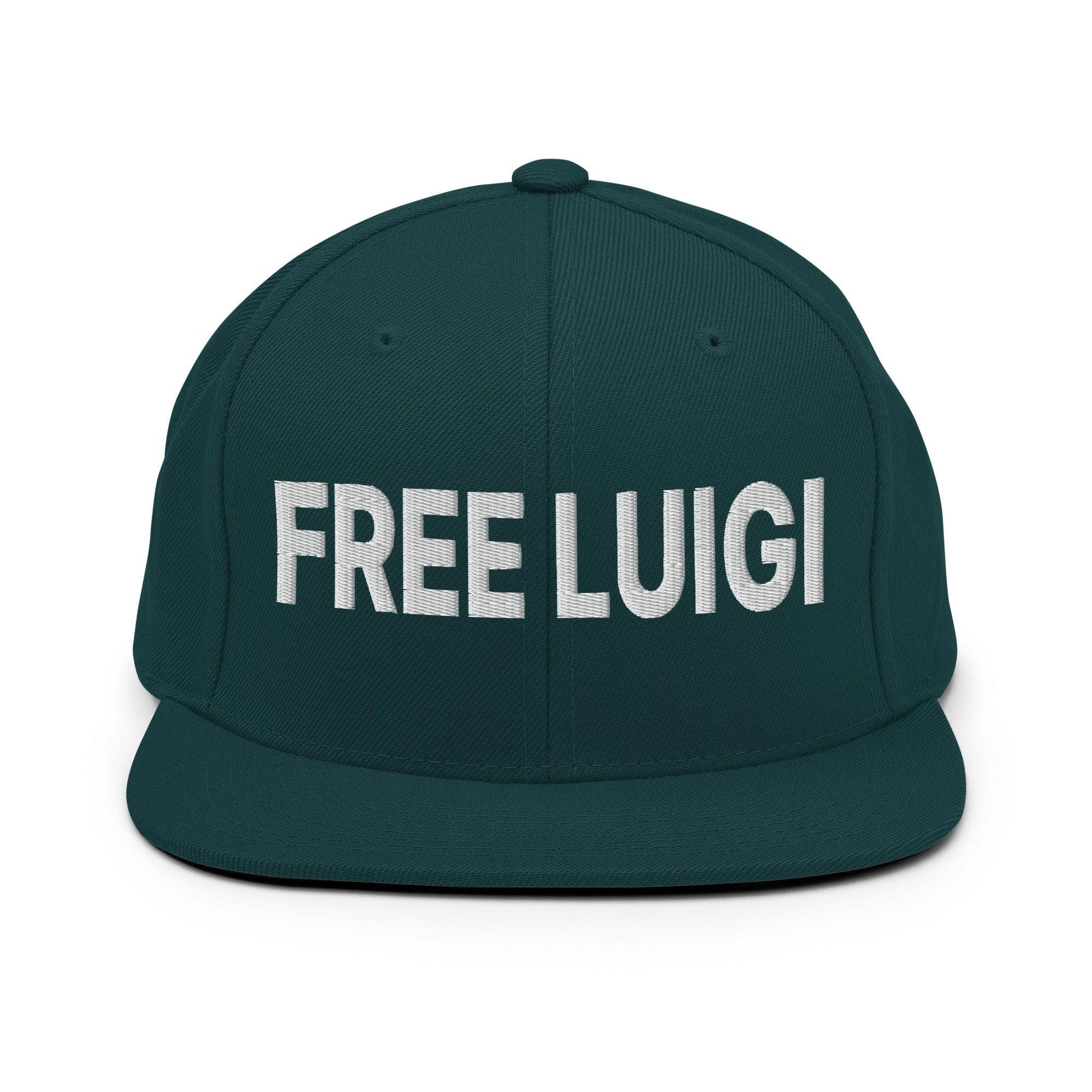 Free Luigi Mangione Embroidered Flat Bill Brim Snapback Hat - Spruce - Headwear