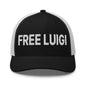 Free Luigi Mangione Embroidered Mesh Trucker Hat - Black/ White - Headwear