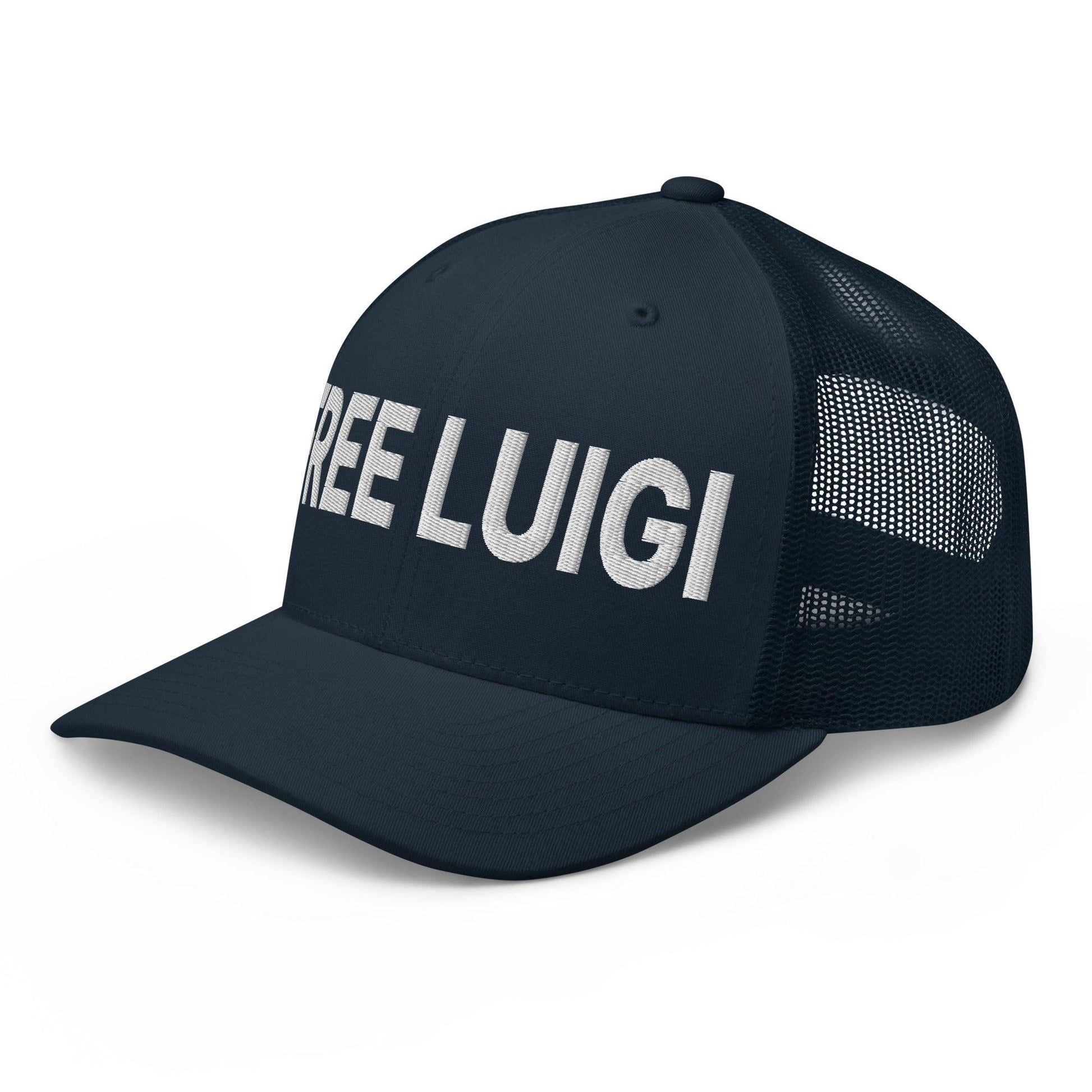 Free Luigi Mangione Embroidered Mesh Trucker Hat - Headwear