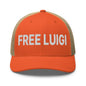 Free Luigi Mangione Embroidered Mesh Trucker Hat - Rustic Orange/ Khaki - Headwear