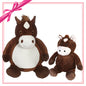 Two brown plush horses from the Gift Set featuring Howie Horse Buddy and mini plush toys