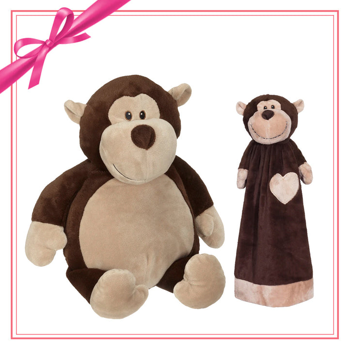 Gift Set - Monty Monkey Buddy & Blankey - brown - Embroider Buddy®