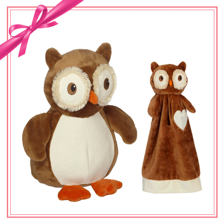 Gift Set - Okie Owl Buddy & Blankey - cream - Embroider Buddy®