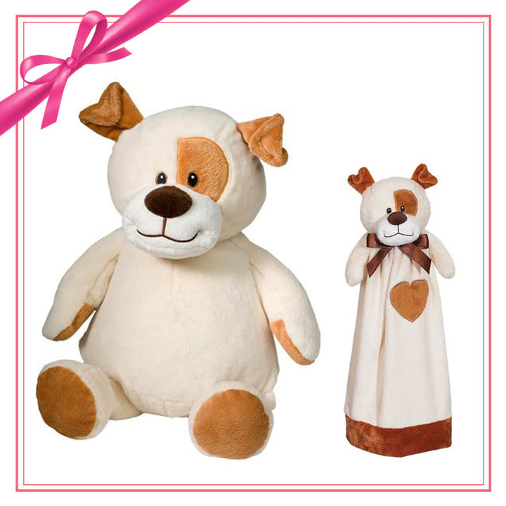 Gift Set - Pauley Puppy Dog Buddy & Blankey - cream - Embroider Buddy®