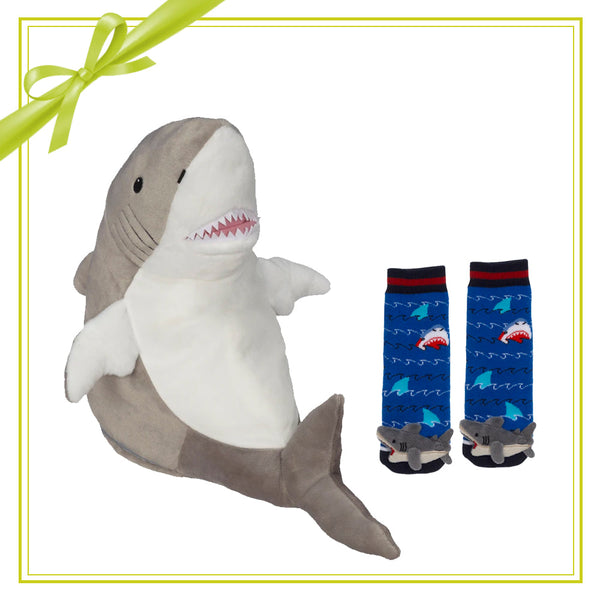 Gift Set - Sebastian Shark Buddy & Socks - grey - Embroider Buddy®