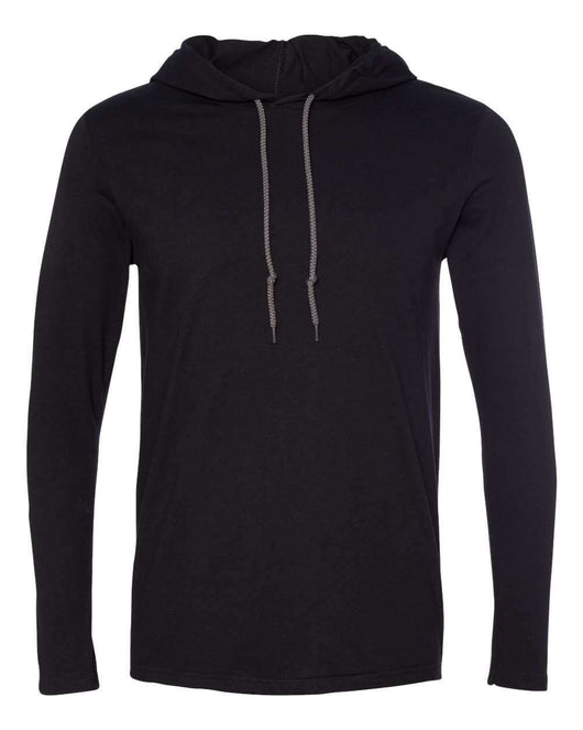 Gildan Softstyle® Lightweight Hooded Long Sleeve T-Shirt 987 - Black/ Dark Grey / S - T-Shirts - Long Sleeve