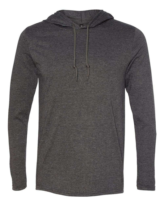 Gildan Softstyle® Lightweight Hooded Long Sleeve T-Shirt 987 - Dark Heather/ Dark Grey / S - T-Shirts - Long Sleeve