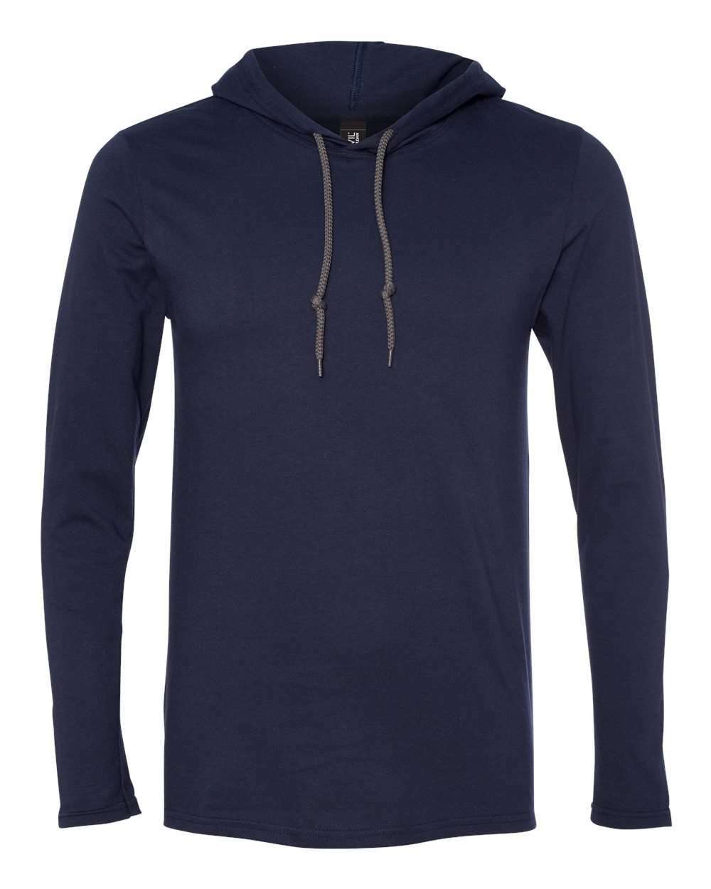 Gildan Softstyle® Lightweight Hooded Long Sleeve T-Shirt 987 - Navy/ Dark Grey / S - T-Shirts - Long Sleeve