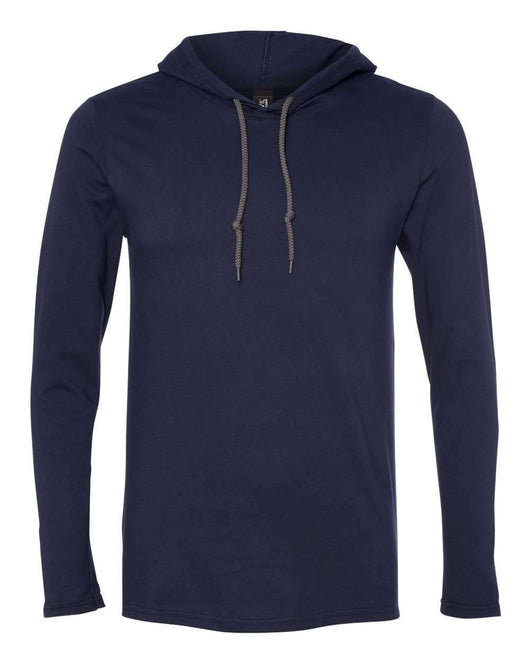 Gildan Softstyle® Lightweight Hooded Long Sleeve T-Shirt 987 - Navy/ Dark Grey / S - T-Shirts - Long Sleeve