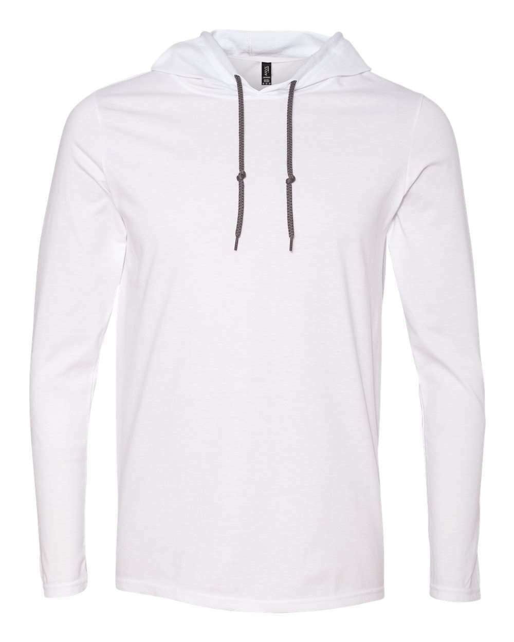 Gildan Softstyle® Lightweight Hooded Long Sleeve T-Shirt 987 - White/ Dark Grey / S - T-Shirts - Long Sleeve