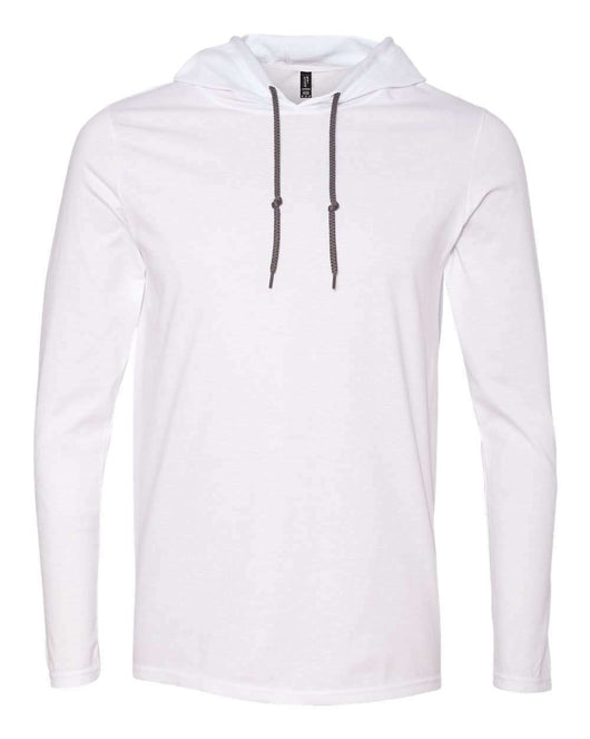 Gildan Softstyle® Lightweight Hooded Long Sleeve T-Shirt 987 - White/ Dark Grey / S - T-Shirts - Long Sleeve