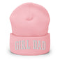 Girl Dad Varsity Letterman Block Embroidered Knit Cuffed Beanie - Baby Pink