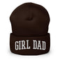 Girl Dad Varsity Letterman Block Embroidered Knit Cuffed Beanie - Brown
