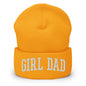 Girl Dad Varsity Letterman Block Embroidered Knit Cuffed Beanie - Gold