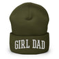 Girl Dad Varsity Letterman Block Embroidered Knit Cuffed Beanie - Olive