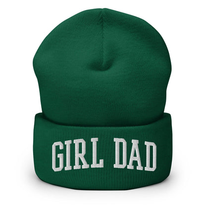 Girl Dad Varsity Letterman Block Embroidered Knit Cuffed Beanie - Spruce
