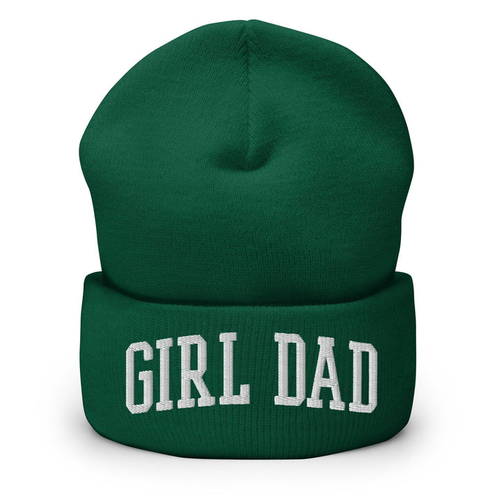 Girl Dad Varsity Letterman Block Embroidered Knit Cuffed Beanie - Spruce