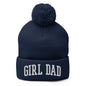 Girl Dad Varsity Letterman Block Embroidered Knit Pom Beanie - Navy