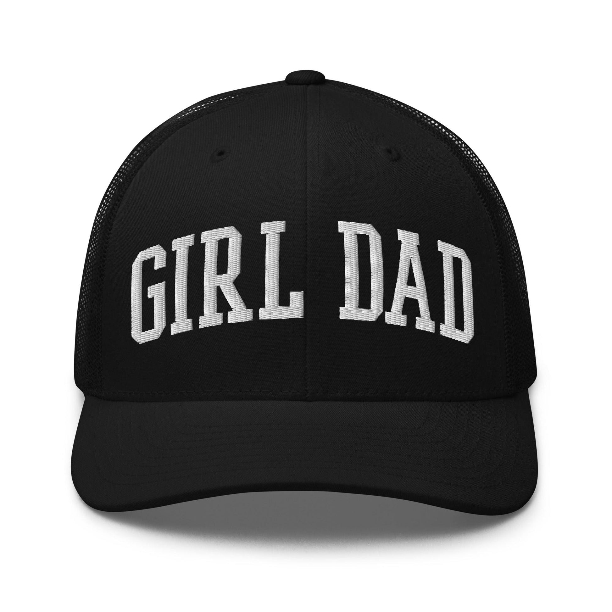 Girl Dad Varsity Letterman Embroidered Mesh Trucker Hat - Black