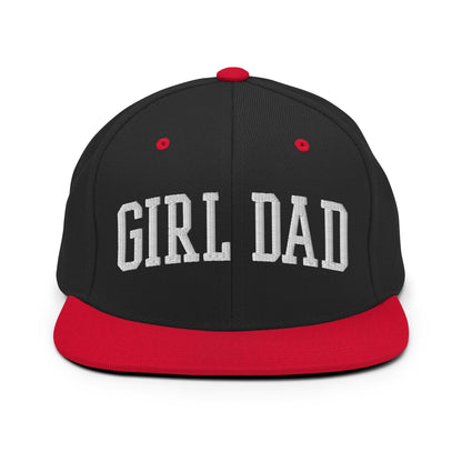 Girl Dad Varsity Letterman Flat Bill Brim Snapback Hat - Black/ Red