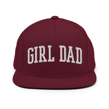 Girl Dad Varsity Letterman Flat Bill Brim Snapback Hat - Maroon