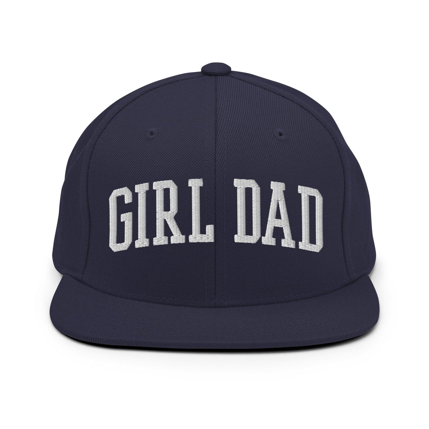 Girl Dad Varsity Letterman Flat Bill Brim Snapback Hat - Navy