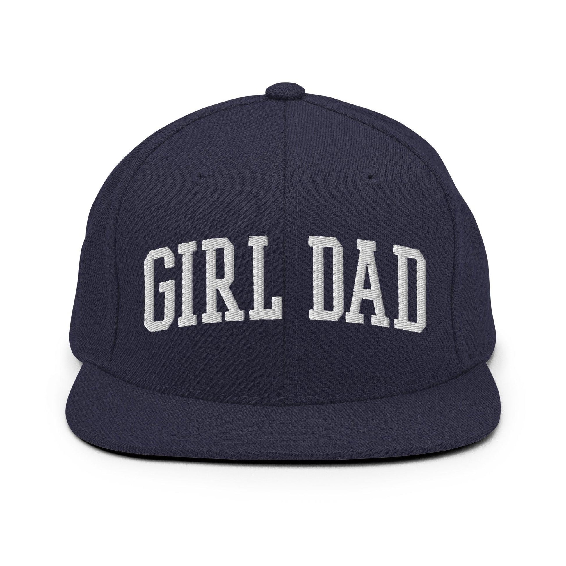 Girl Dad Varsity Letterman Flat Bill Brim Snapback Hat - Navy