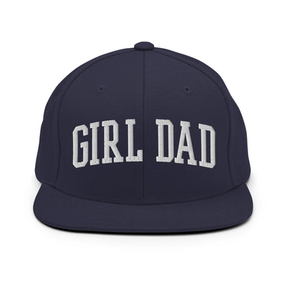 Girl Dad Varsity Letterman Flat Bill Brim Snapback Hat - Navy