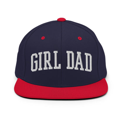 Girl Dad Varsity Letterman Flat Bill Brim Snapback Hat - Navy/ Red