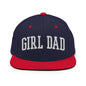 Girl Dad Varsity Letterman Flat Bill Brim Snapback Hat - Navy/ Red