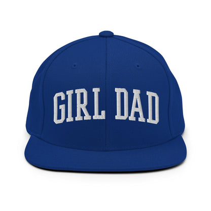 Girl Dad Varsity Letterman Flat Bill Brim Snapback Hat - Royal Blue