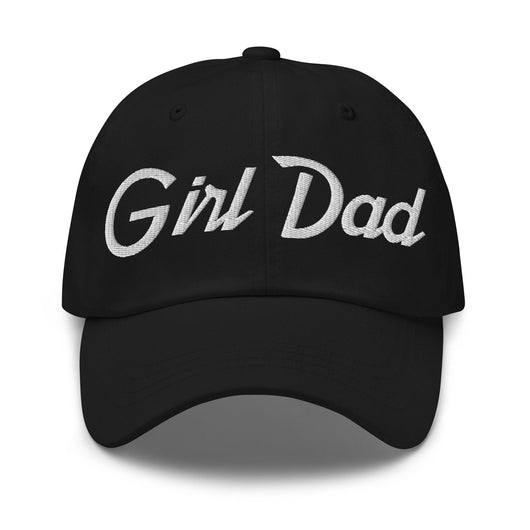 Girl Dad Vintage Sports Script Embroidered Dad Hat - Black