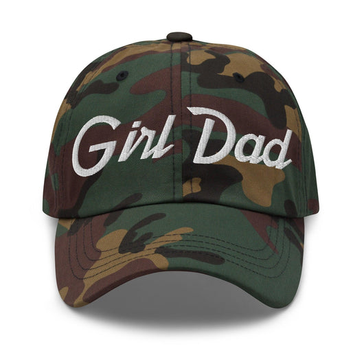 Girl Dad Vintage Sports Script Embroidered Dad Hat - Green Camo