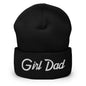 Girl Dad Vintage Sports Script Embroidered Knit Cuffed Beanie - Black