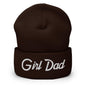 Girl Dad Vintage Sports Script Embroidered Knit Cuffed Beanie - Brown