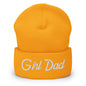 Girl Dad Vintage Sports Script Embroidered Knit Cuffed Beanie - Gold